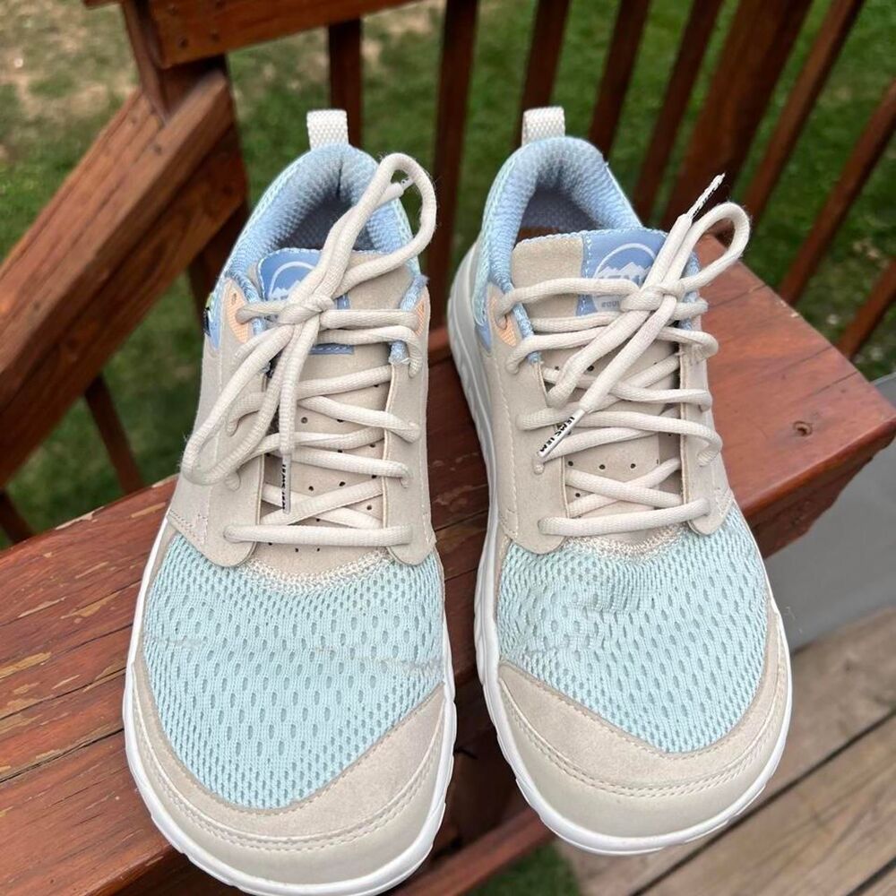 LEMS Shoes Women 10 Mens 8.5 Zero Drop Cream Blue Barefoot Sneakers Shoes